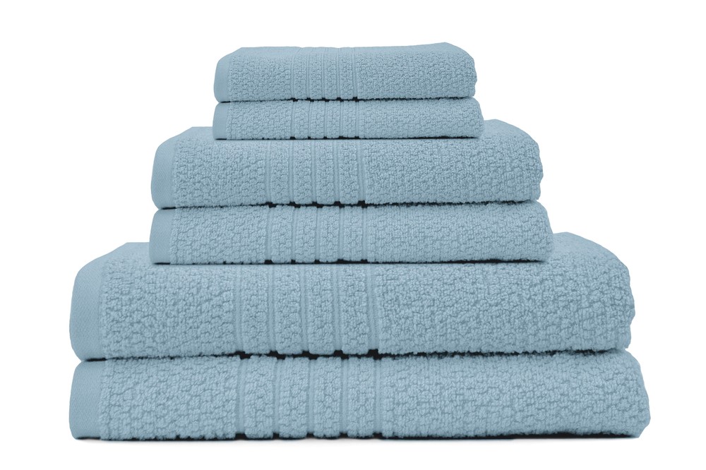 Softee Pastel Aqua 6-Piece 100% Cotton Textured Bath Towel Set