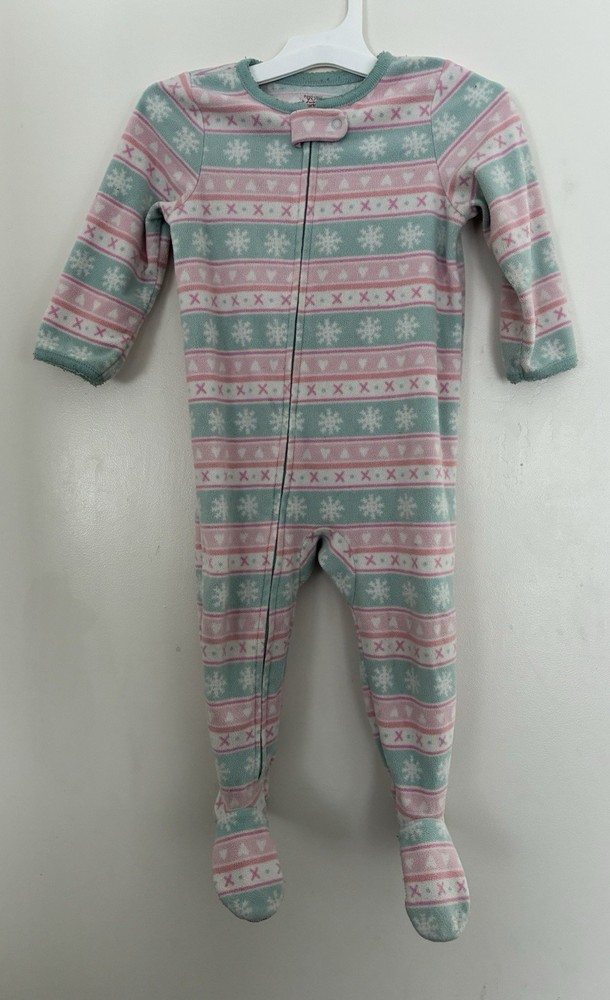 Carter's Baby Girls 1-Piece Striped Cozy Fleece Footie Long Sleeve PJs Pink 18M