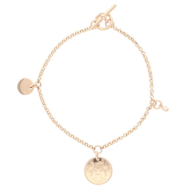Hermes K18PG ST EX-LIBRIS PM bracelet with 1p diamond 571334