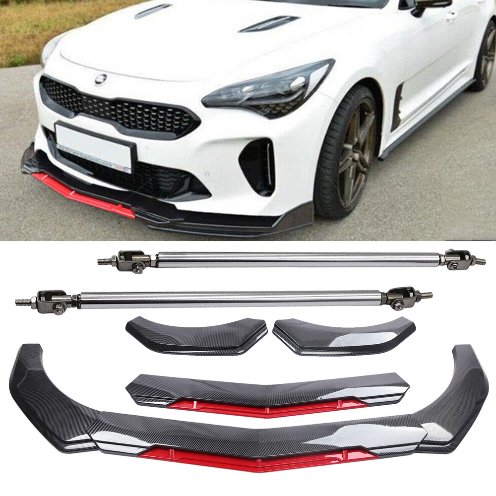 KIA Stinger Forte Carbon Fiber Front Bumper Lip Spoiler Splitter with Strut Rods