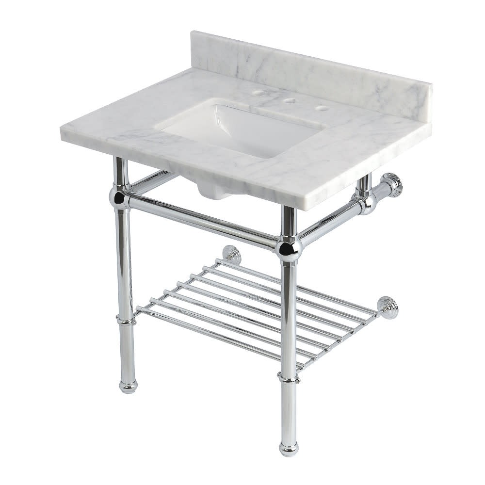 Kingston Brass 30 Inch Carrara Marble Rectangular Bathroom Vanity