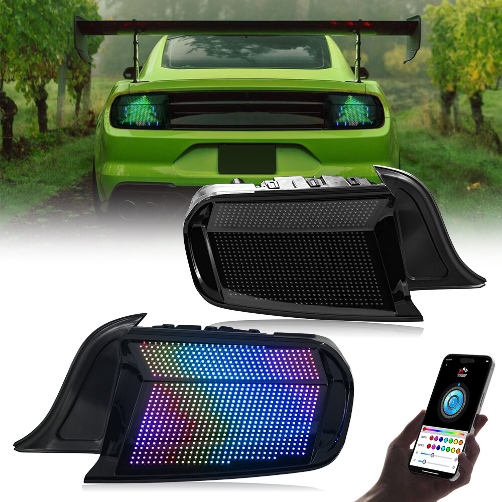 Pair RGB LED Tail Light Fit For Ford Mustang 2015-2023 All Models Rear Lamp Xmas
