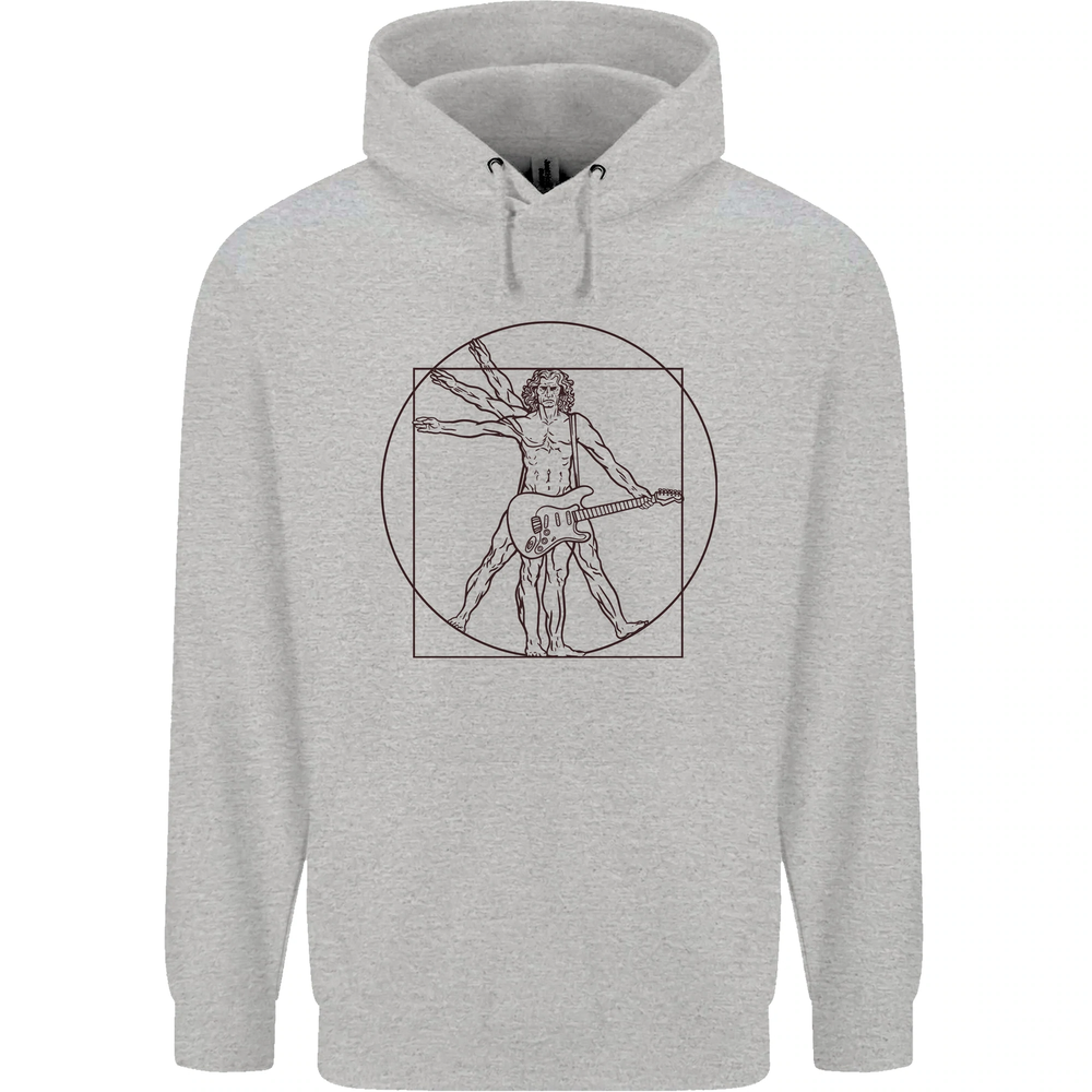Guitar Vitruvian Man Guitarist Mens 80% Cotton Hoodie