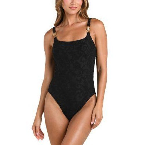 L'AGENCE Remi Solid Basic Lingerie One Piece Swimsuit Women Large Black $245 NWT