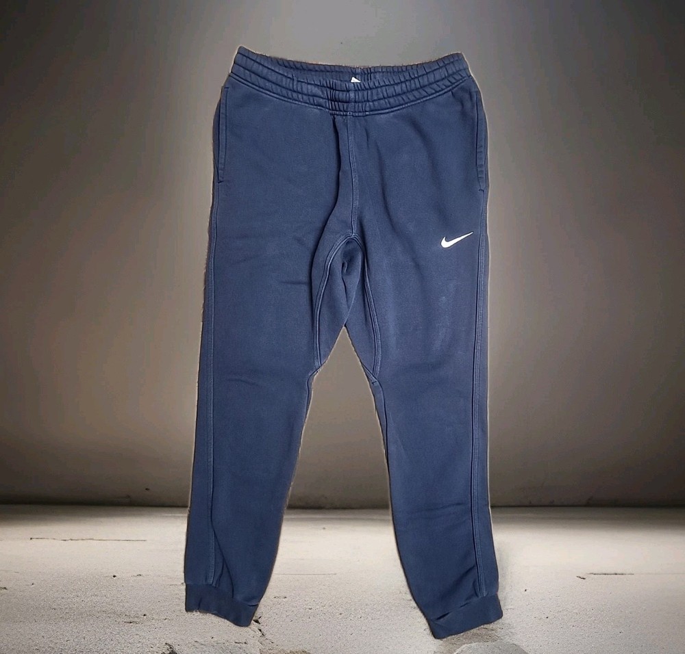 Nike Fleece Navy Blue Embroidered Logo Joggers Sweatpants Men's MEDIUM