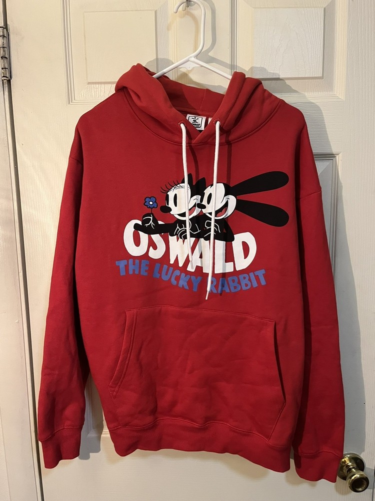 Disney Cast Member x Oswald The Lucky Rabbit 2-Sided Pullover Hoodie Red  Sz M