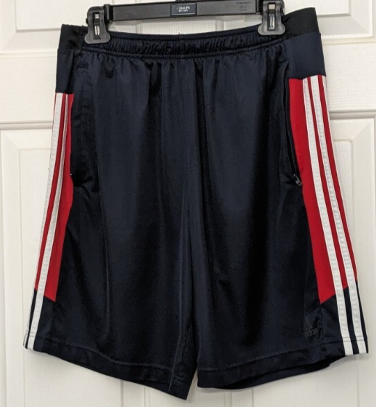 Adidas Black Red White Basketball Athletic Shorts Men's Size L .
