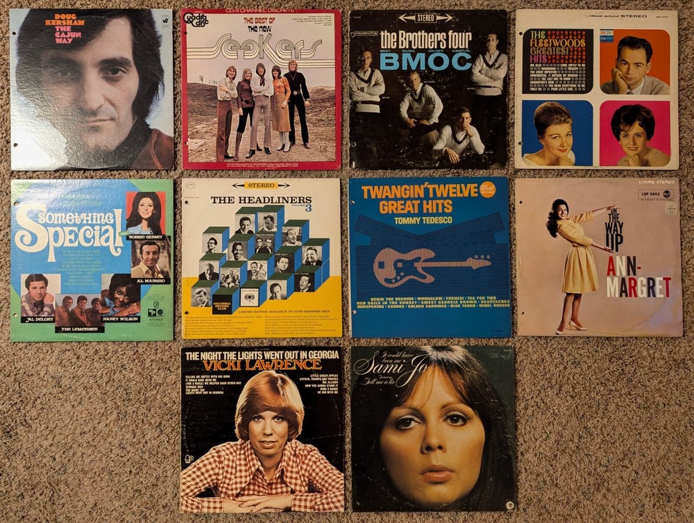 Lot of 10 Vinyl LP Albums (Folk, World, Country) The Seekers, Fleetwoods & More