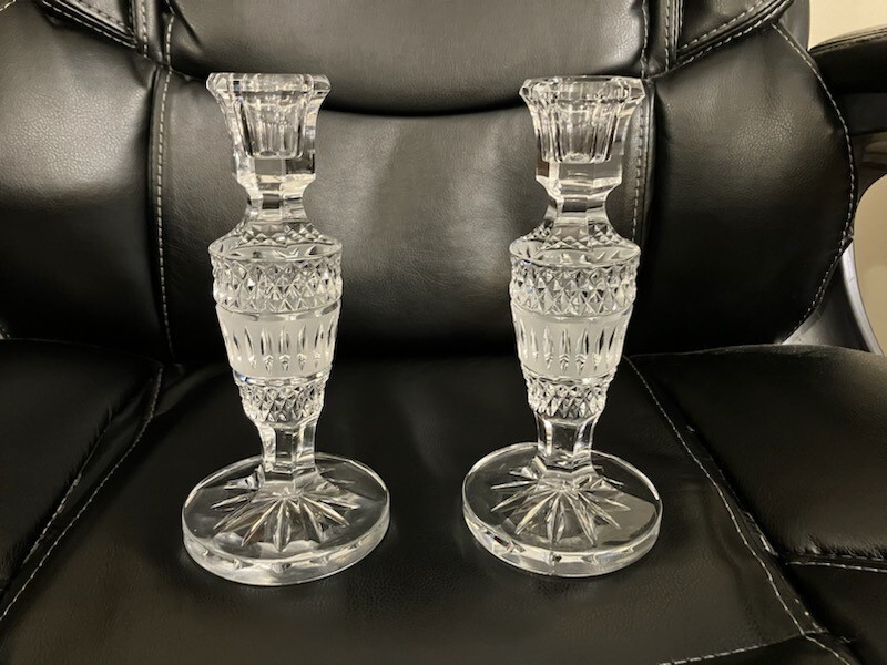 Waterford Crystal Lismore 7.5 Inch Elegant Pair of Candlesticks  