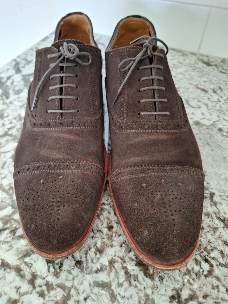 John Fluevog Brown Suede  Oxford Dress Shoes Lace Up Mens 9