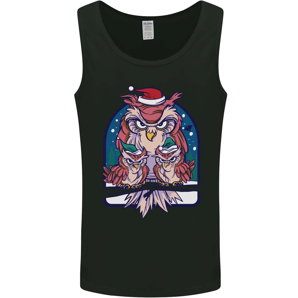 Bah Humbug Grumpy Christmas Owls Mens Vest Tank Top