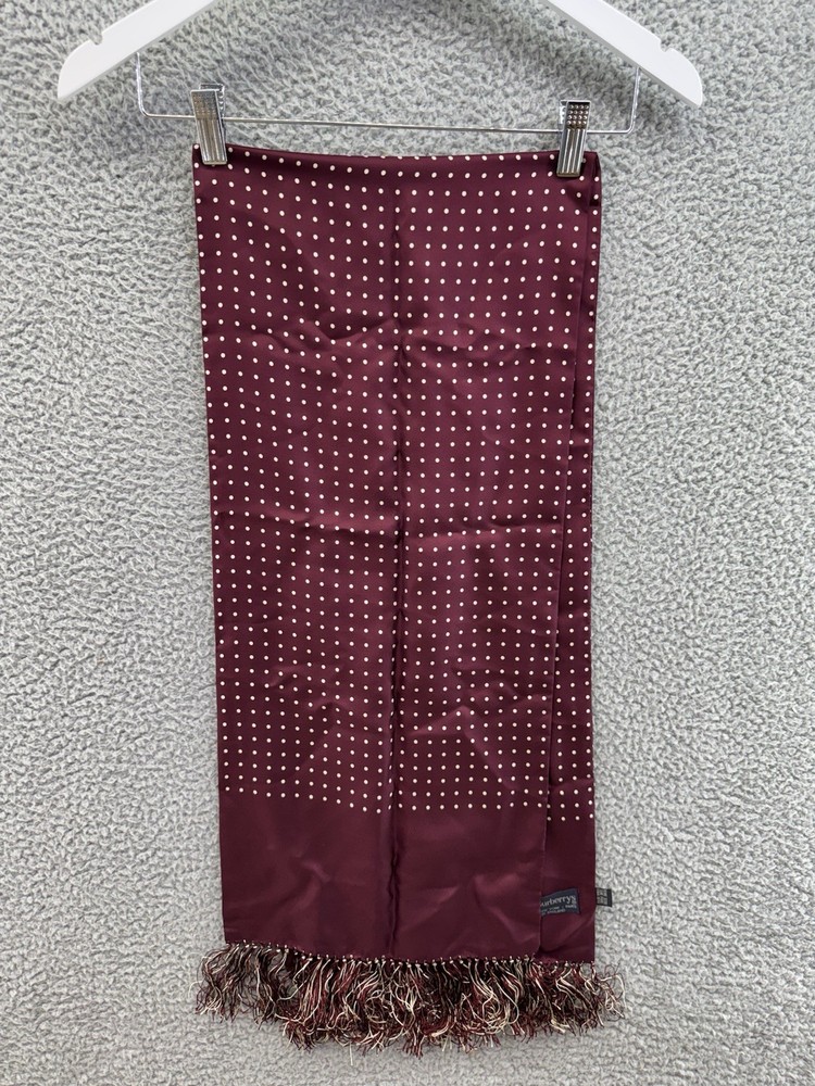 Burberry London maroon spotted rectangle scarf in premium wool