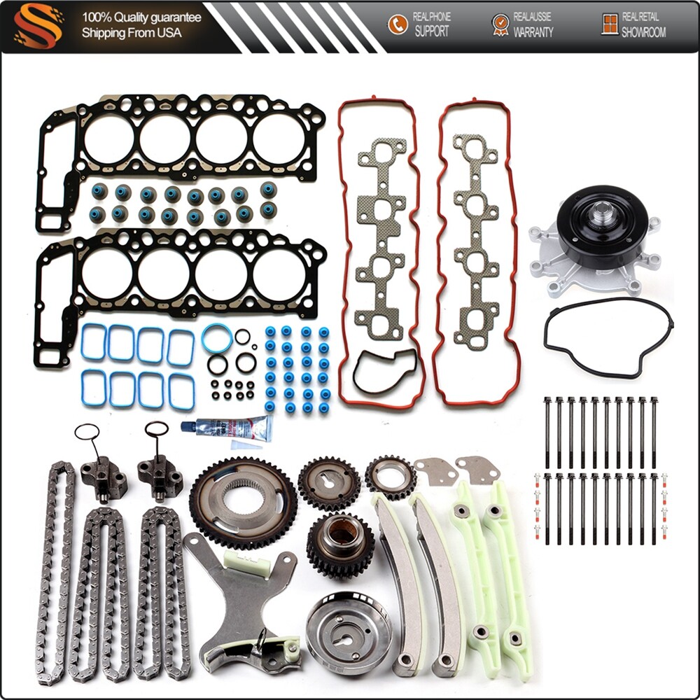 Timing Chain Kit with Head Gasket Bolts and Water Pump for 04-07 Dodge Durango 4.7L