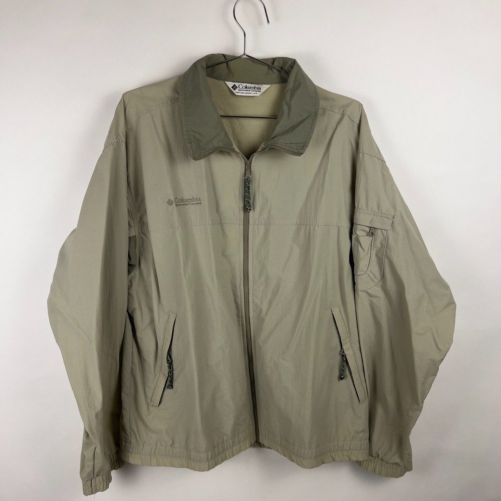 Columbia Green Khaki 90s Colorblock Nylon Windbreaker Jacket