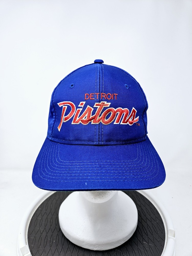 Vintage Detroit Pistons Hat Cap Snapback Script Sports Specialties NBA Blue