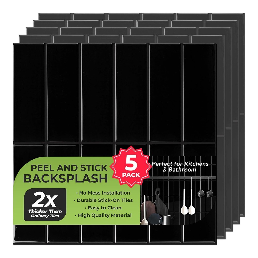 SELECT 5-Pack Peel & Stick 3D Backsplash Tiles - Easy Commercial-Grade Wall Panels