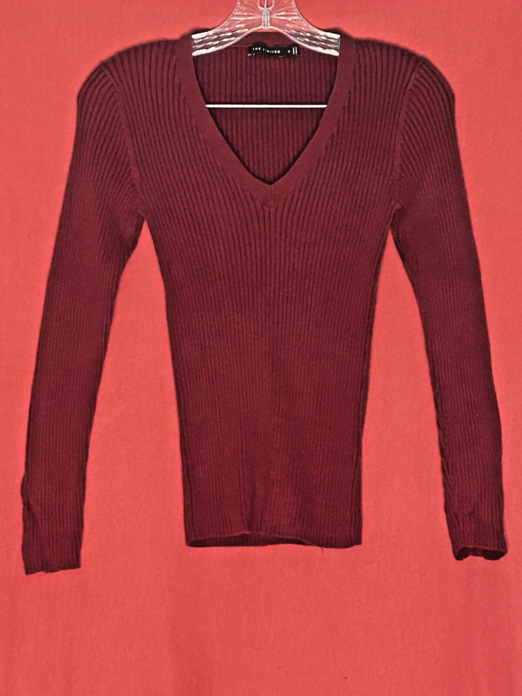 The Limited Sweater Women Size S Burgundy V-Neck Long Sleeve