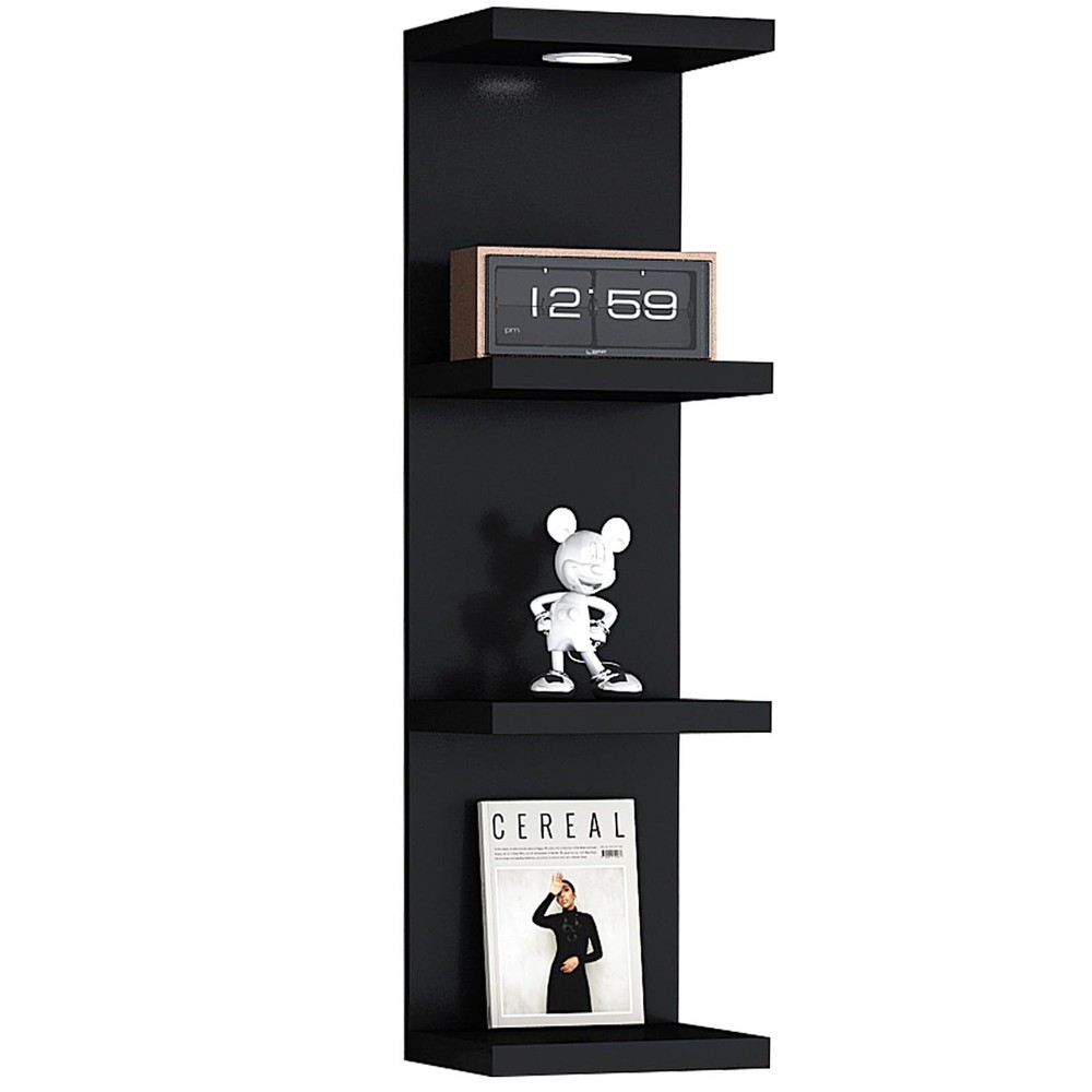 Versatile 4 Tier Wall Shelf Unit,Black Lack Wall Shelf,Display Floating Shelf...