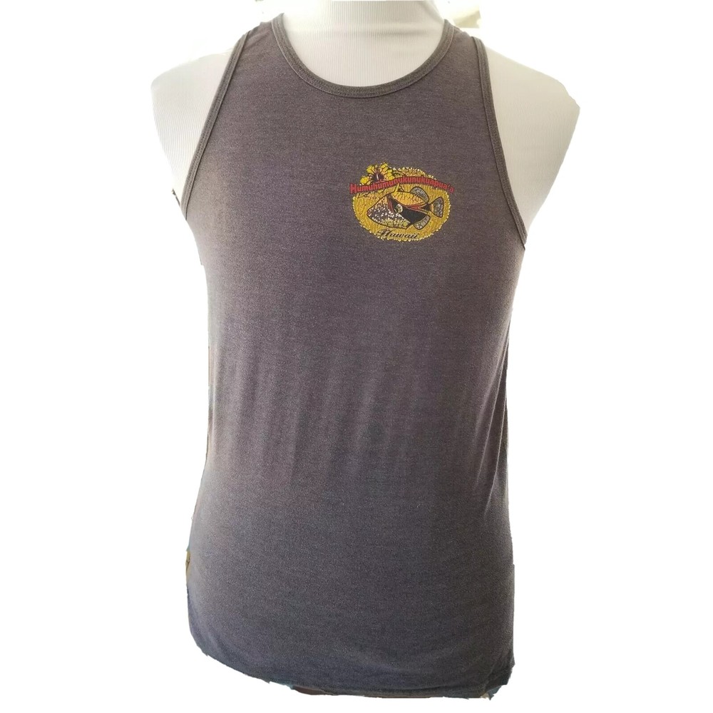 Men's Hawaii HumuHumu Fish tank top sz Small Front Back Graphic 100% Cotton