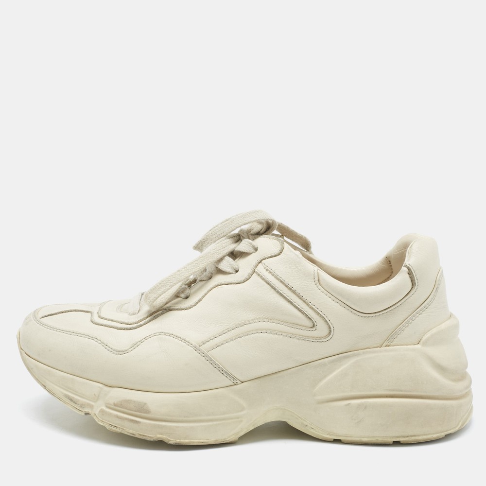 Gucci Cream Leather Rhyton Sneakers Size 39