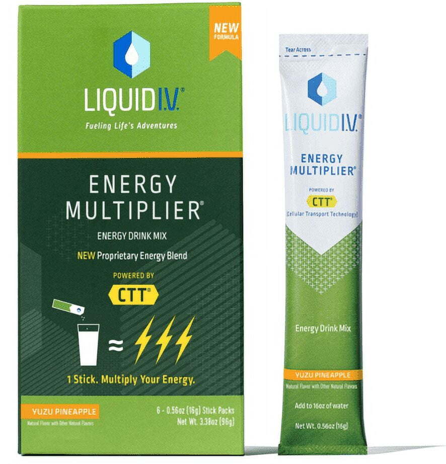 Liquid I.V. Energy Multiplier Energy Powder Packet Drink Mix Yuzu Pineapple 6 Ct