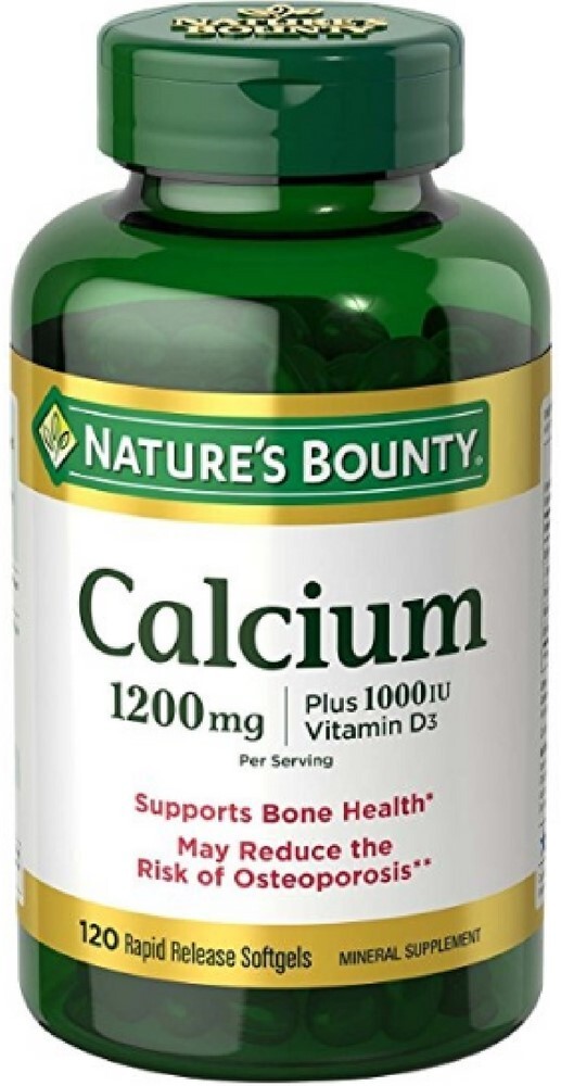 Nature's Bounty Calcium & Vitamin D3 Dietary Supplement Softgels 120 Count