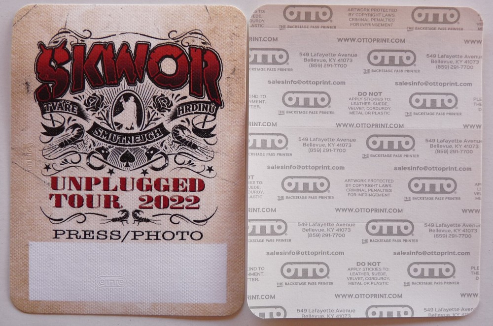 SKWOR Unplugged 2022 Concert Tour Press Photo Backstage Pass D15