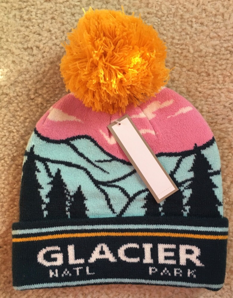 Glacier National Park Knit Beanie Cap Winter Hat w/ Pom NEW
