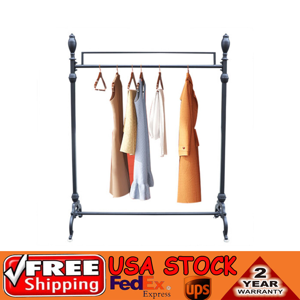 Vintage Ornate Metal Garment Clothes Quilt Display Hanger Rack Floor Stand Black