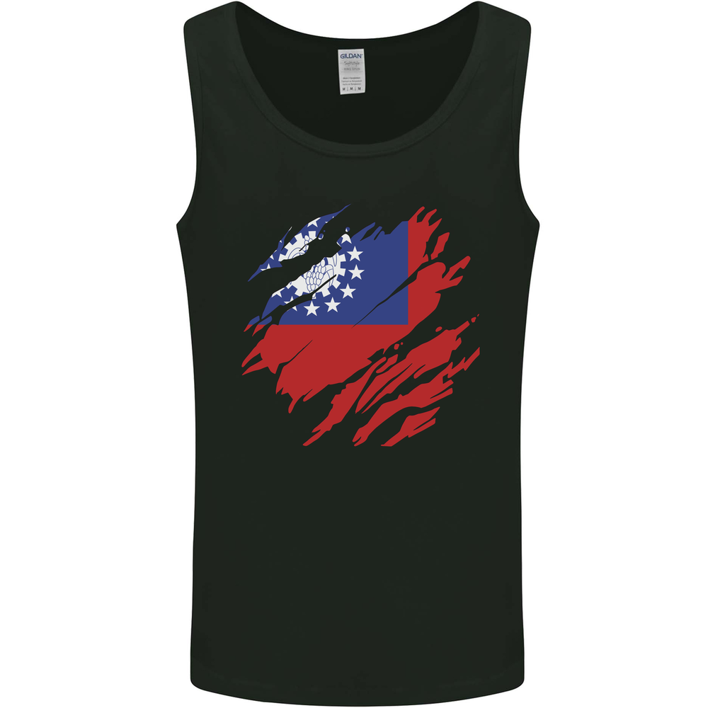 Torn Myanmar Flag Burmese Day Football Mens Vest Tank Top