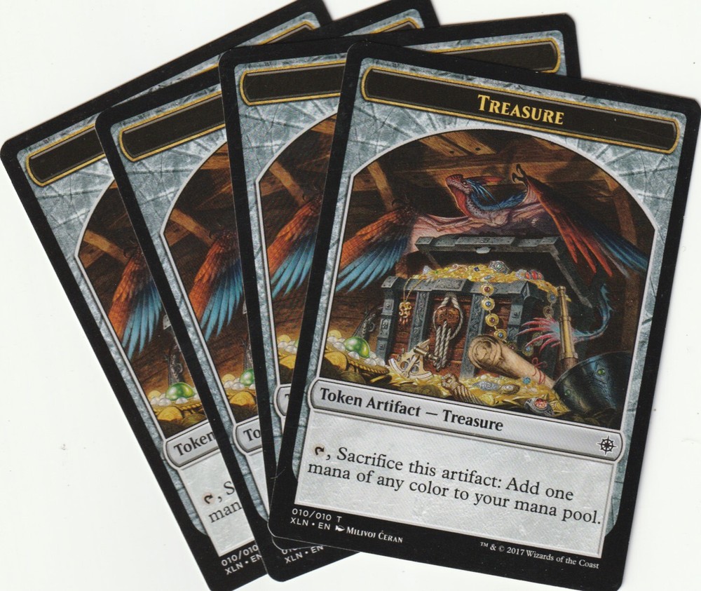4 MTG Treasure Tokens Artifact Playset – XLN/EN 2017 Magic The Gathering