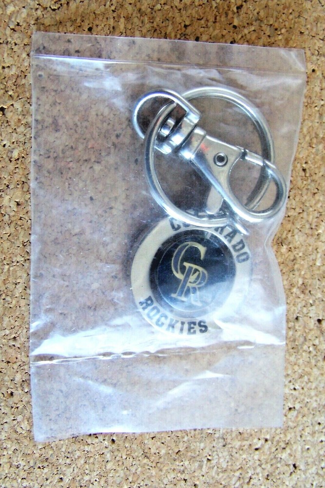 2000 Colorado Rockies Go Rockies CR logo #1 Fan spinner metal key ring with clip
