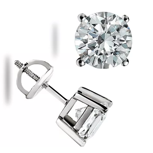 2.05 CT BRILLIANT ROUND CUT MOISSANITE STUD EARRINGS REAL 14K WHITE GOLD GIFT