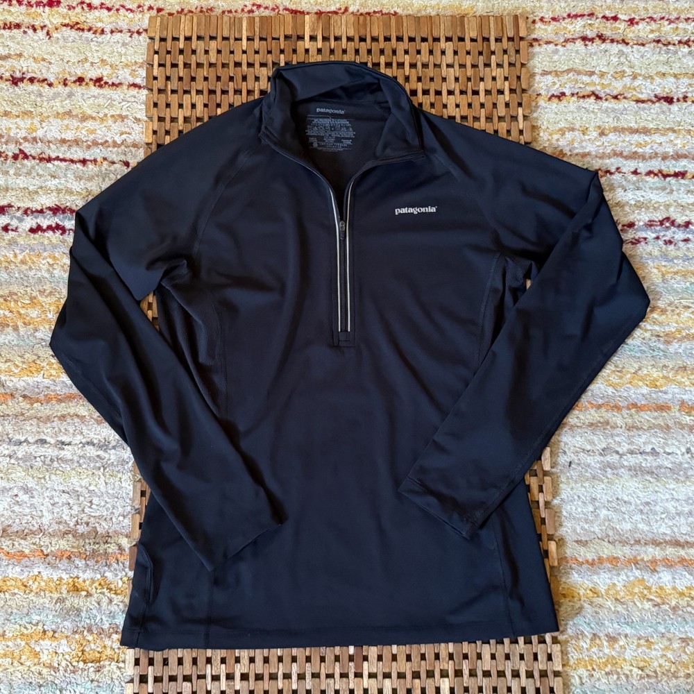 Patagonia Capilene 1/4 Zip Black Base Layer Pullover Women's Large L