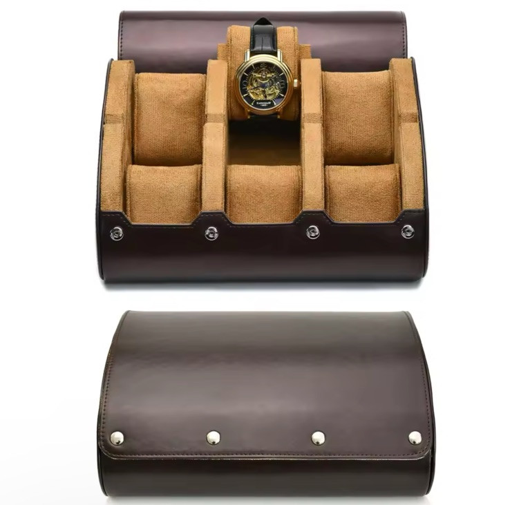 Luxury Genuine Leather Watch Roll 3-6 Travel Case Leather Display Storage Box