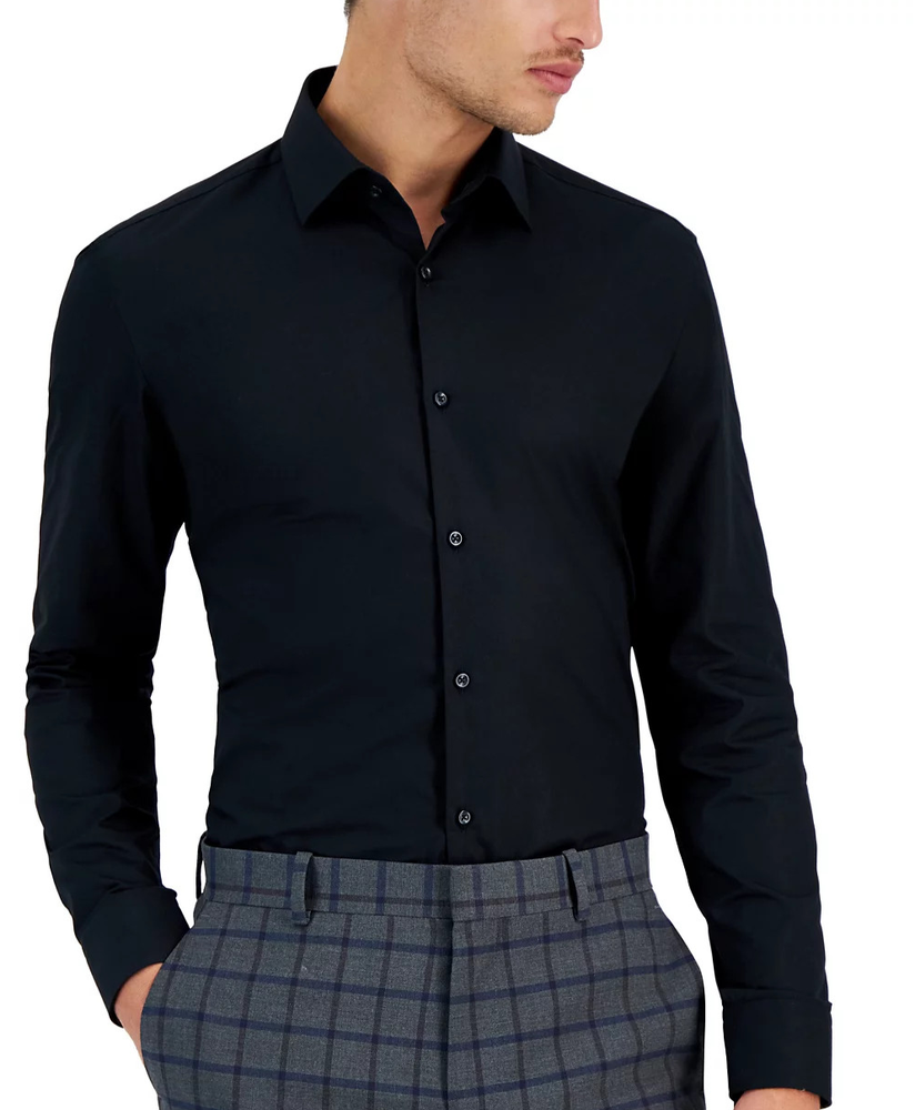Hugo Boss Men s Slim Fit Kenno Black Solid Dress Shirt Medium NWT $98