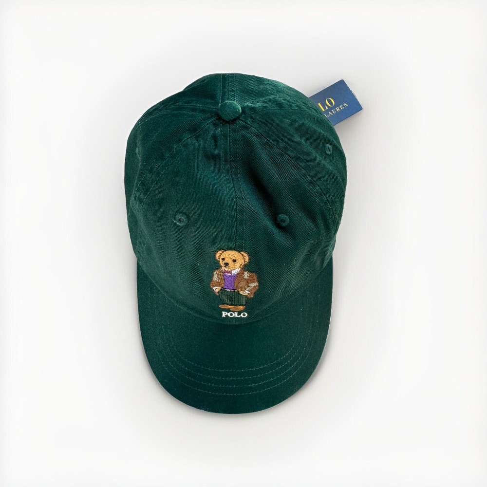 NWT/POLO RALPH LAUREN MEN'S COTTON BEAR TWILL BALL CAP GREEN HAT#710917437001