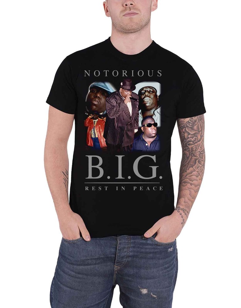 Official Notorious BIG Collage Logo Biggie Smalls T-Shirt in Black for Men