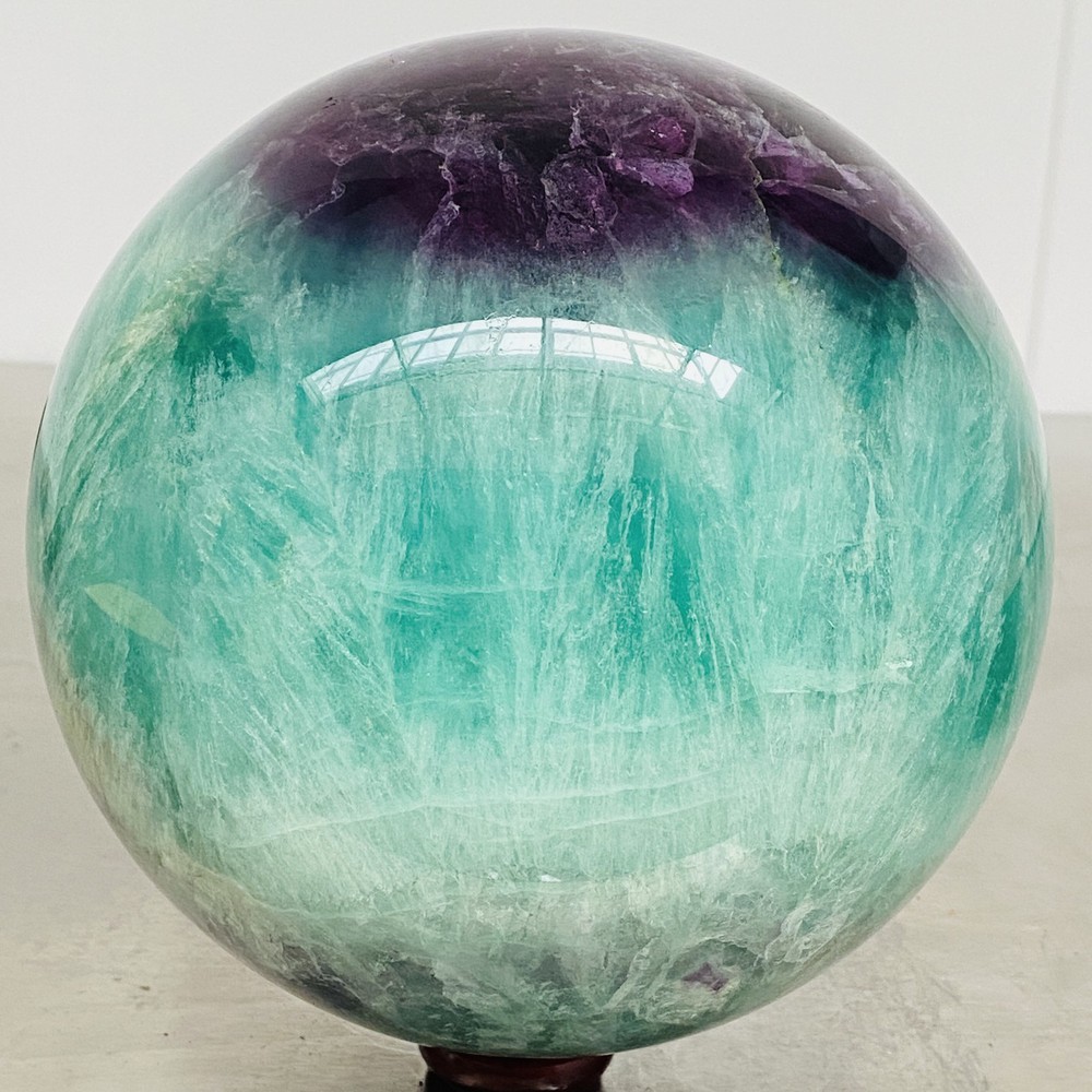7100G Natural green fluorite Quartz Sphere Crystal Energy Ball Reiki Healing