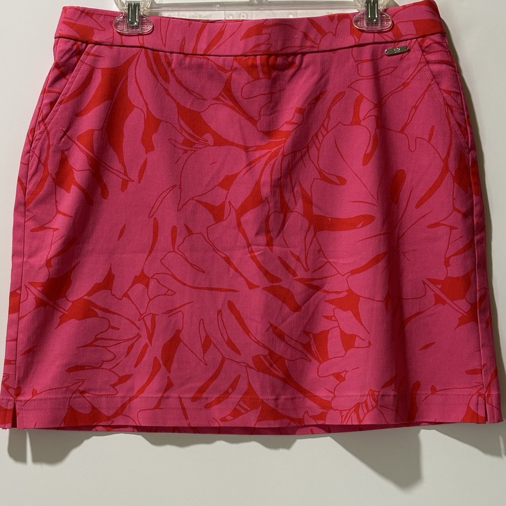 RAFAELLA Womens Large Pink Stretchy Floral Performance Skort for Outdoor Activities