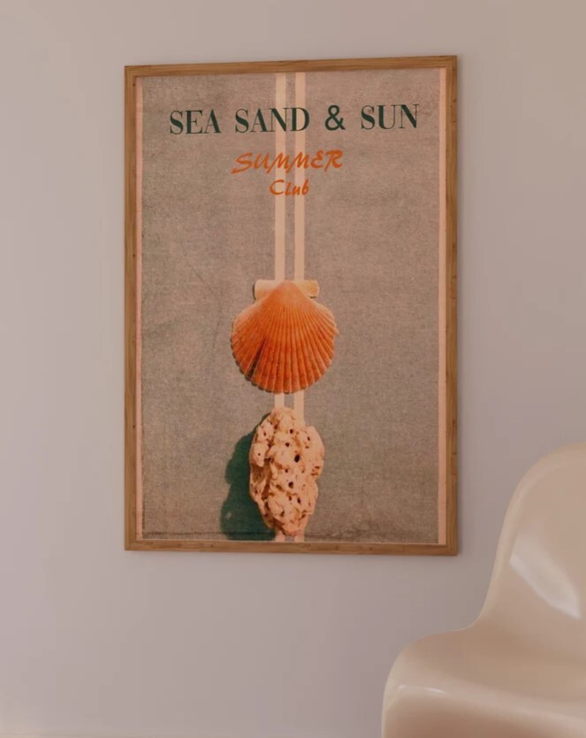 Magazine Poster, 70s Print, Orange Wall Art, Beach Poster