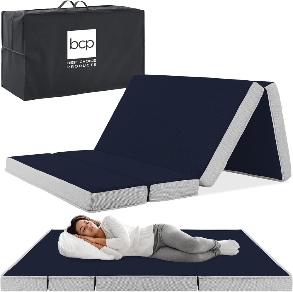 NEW Best Choice Products 4In Portable Queen-Size Folding Mattress Topper w/ Case