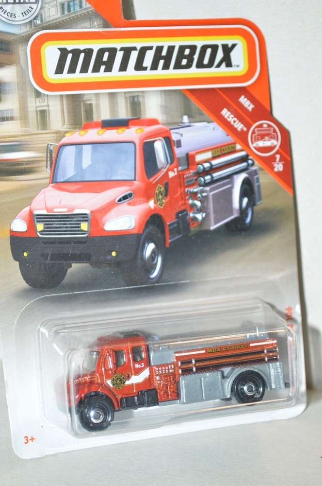 die cast 2018 Matchbox Freightliner M2 Fire tanker truck MBX Rescue 7/20 48/100