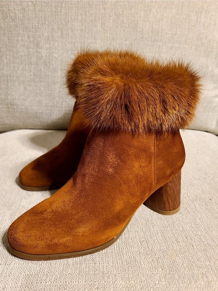 Antelope Ofelia Women's Tobacco Brown Suede Zip Ankle Boot Booties Shoes Size 6