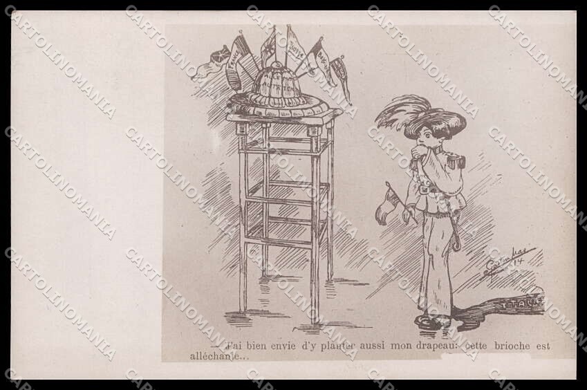 WWI WW1 Italian Propaganda Gaston Mas ? Bersaglieri Flag cartolina ZG9489