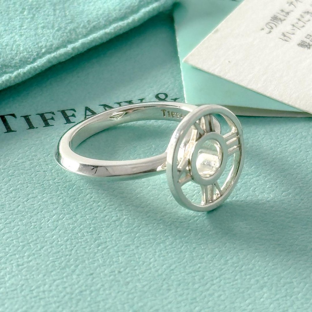 Tiffany Atlas Sterling Silver Ring Size 11.5 Rare Circle Design Jewelry
