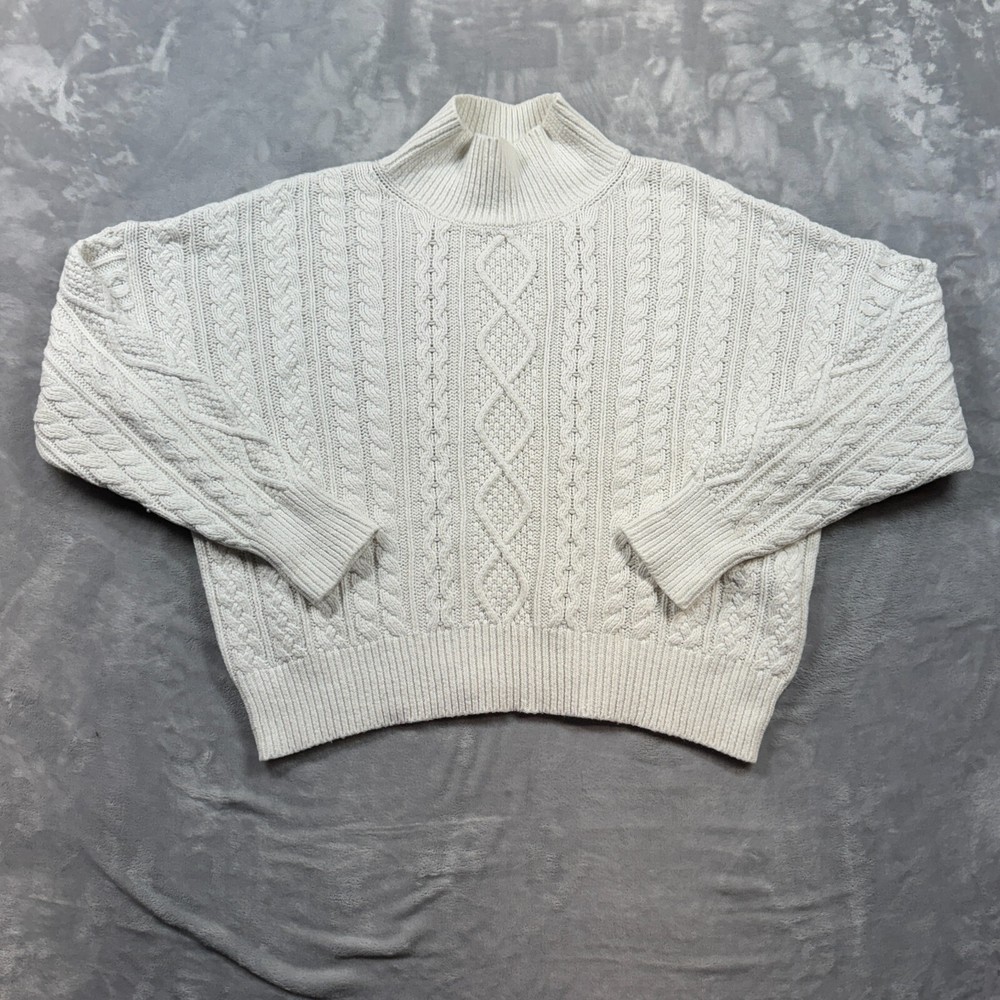 Banana Republic Cream Cable Knit Wool Blend Pullover Sweater Womens XL