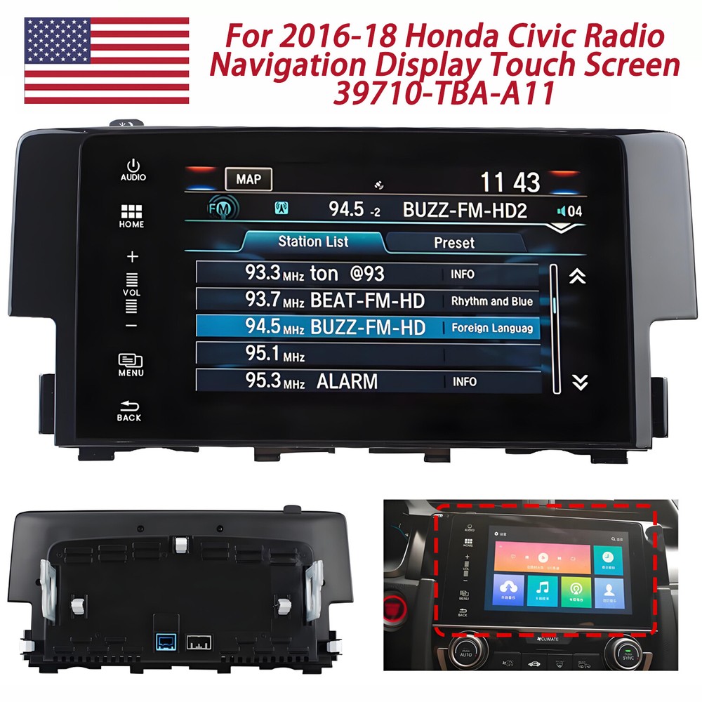 39710-TBA-A11 FOR 2016-18 Honda Civic Radio OEM Navigation Display Touch Screen
