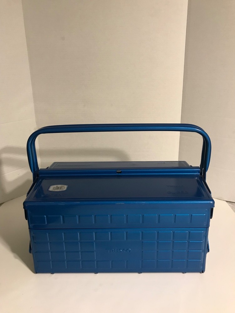 Trusco GL-350-B 2-Tier Heavy Duty Steel Tool Box Blue 13.8X8.7X11.4 Japan Made