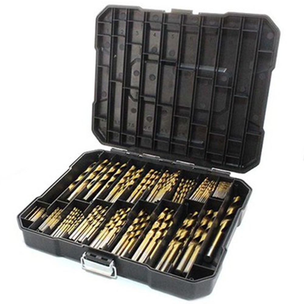 230Pcs HSS Drill Bit Set Jobber Twist Flute Titanium Coated Drill Metal Steel US
